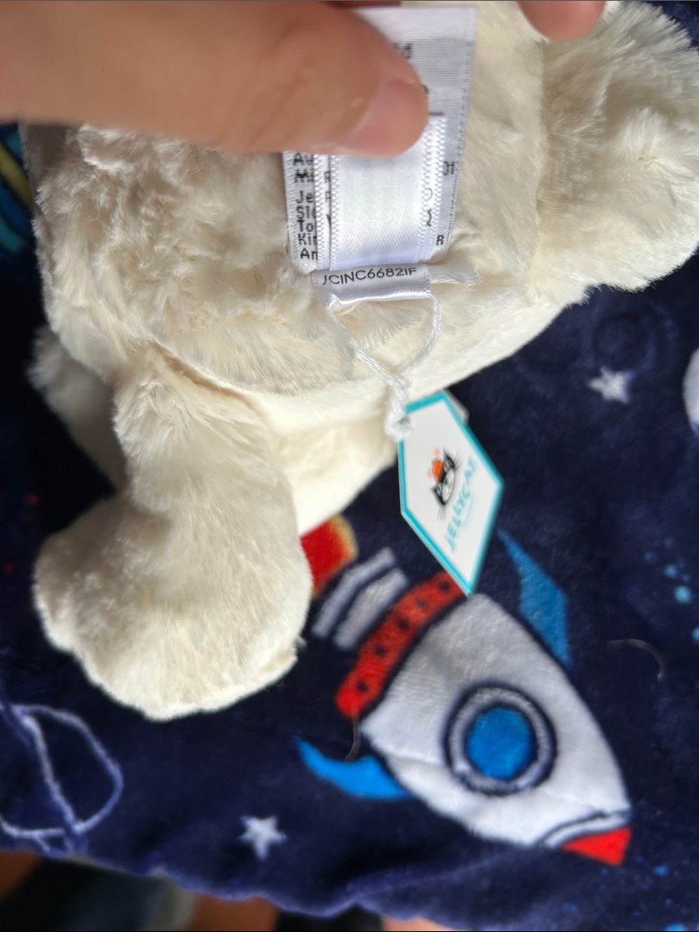 Rare Jellycat White Bunny Stuffed Animal with Star-wPrint Ears - Picture 6 of 6